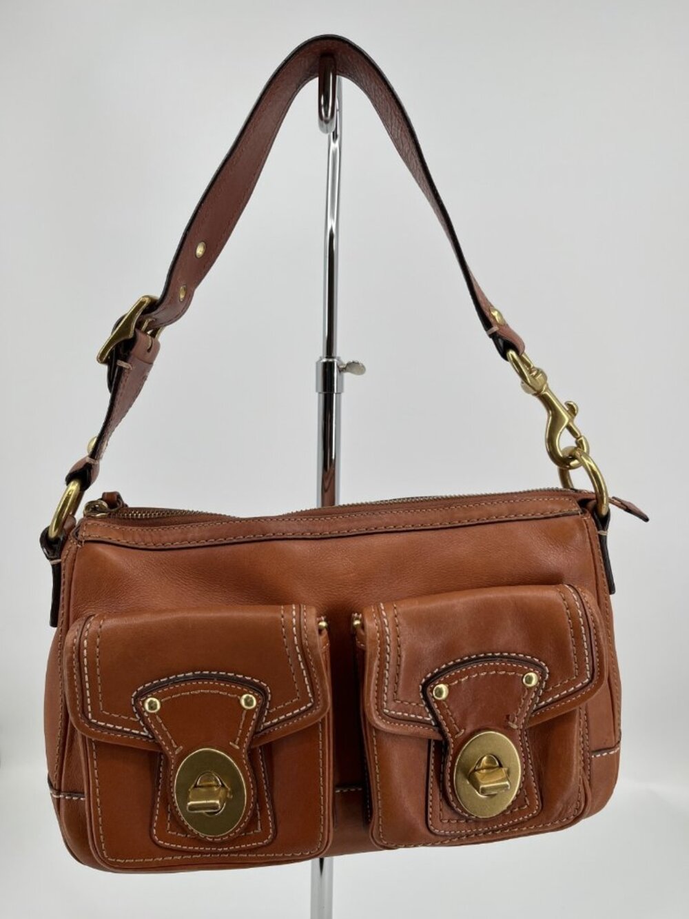 Vintage Coach Legacy 65th Anniv Shoulder Bag Brown Leather Double Turnlock